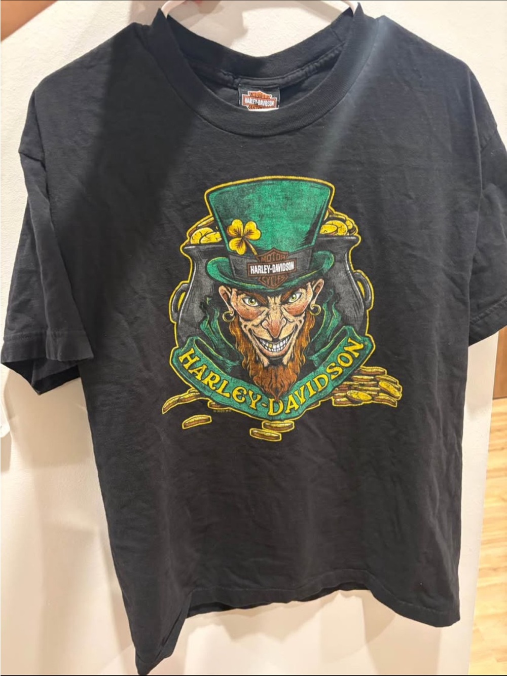 Harley-Davidson Black Short Sleeve Tee with Green & Yellow Graphic